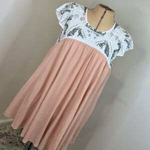 Altar'd State Sequined Bodice Babydoll Dress - Size Medium